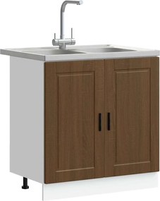 vidaXL Βάση νιπτήρα με αποθήκευση Porto 2 pcs Καφέ Επεξεργασμένο ξύλο