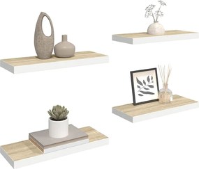 vidaXL Ράφια Τοίχου 4 τεμ. Δρυς/Άσπρο 60x23,5x3,8 εκ. MDF