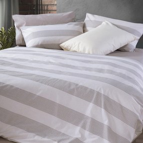 Σεντόνια Μονά (Σετ) Nef-Nef Homeware Casual Stripe Ecru Εκρού ΜΕ ΛΑΣΤΙΧΟ 100x200+35