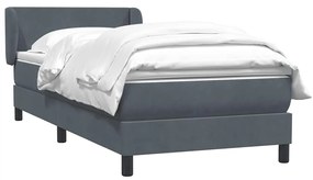 Κρεβάτι Boxspring με Στρώμα Σκούρο Γκρι 90x220 εκ. Βελούδινο - Γκρι