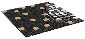 vidaXL Μωσαϊκά Πλακάκια 11 τεμ. Μαύρα / Χρυσά 30 x 30 εκ. Γυάλινα