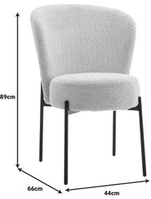Καρέκλα Houlian εκρού ύφασμα-πόδι μαύρο μέταλλο 44x66x89εκ 2αδα 46x66x89 εκ.
