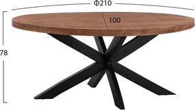 ΤΡΑΠΕΖΙ OVAL 6εκ.ΠΑΧΟΣ ΑΠΟ ΜΑΣΙΦ ΞΥΛΟ MANGO 210Χ100Χ78Υεκ. HM8483