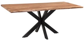 Τραπέζι Slim pakoworld μασίφ ξύλο ακακίας καρυδί-πόδι μαύρο 200x100x75.6εκ - Ξύλο - 223-000022
