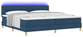 vidaXL Box Spring Bed με Στρώμα & LED Μπλε 200x200 εκ Ύφασμα