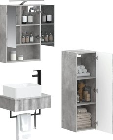 vidaXL Σετ Ντουλαπιών Μπάνιου 4 pcs Γκρι Σκυροδέματος