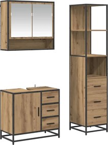 vidaXL Σετ Επίπλων Μπάνιου 3 τεμ. Artisan Oak Επεξεργασμένο Ξύλο