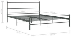 Σκελετός Κρεβ. Χωρίς Στρώμα Γκρι 140 x 200 εκ. Μεταλλικό - Γκρι