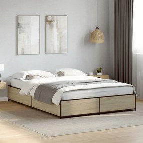 VidaXL Πλαίσιο Κρεβατιού Sonoma Δρυς 120x190 εκ. Επεξ. Ξύλο & Μέταλλο