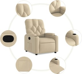 vidaXL Πολυθρόνα Ανακλινόμενη Κρεμ Υφασμάτινη