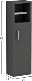 ΝΤΟΥΛΑΠΙ ΜΠΑΝΙΟΥ DAMIEN HM9025.11 ΜΕΛΑΜΙΝΗ ΑΝΘΡΑΚΙ 20x13x70Yεκ.