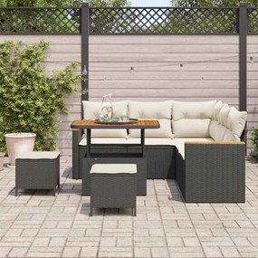 vidaXL Σετ Καναπέ Κήπου με μαξιλάρι 8 pcs Μαύρο Πολυ ράταν