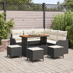 vidaXL Σετ Καναπέ Κήπου 9 pcs Μαύρο, Κρέμα 110 x 55 x 71 εκ