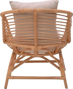 Πολυθρόνα Caxen pakoworld φυσικό rattan-λευκό μαξιλάρι 72x63x75εκ