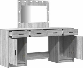 vidaXL Τραπέζι περιποίησης με συρτάρι 3 pcs Γκρι Επεξεργασμένο ξύλο
