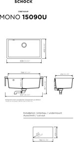 Schock Mono 15090U Silverstone - Νεροχύτης Γρανίτη Υποκαθημενος 83,8x46,9