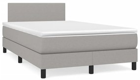 Κρεβάτι Boxspring με Στρώμα Ανοιχτό Γκρι 120x190 εκ. Υφασμάτινο