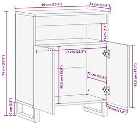 Ντουλάπι 60 x 34 x 75 εκ. από Μασίφ Ξύλο Ακακίας - Πολύχρωμο