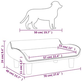 Κρεβάτι Σκύλου Ανοιχτό Γκρι 70 x 40 x 24 εκ. Βελούδινο - Γκρι