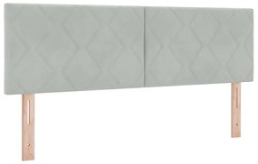 vidaXL LED Κεφαλάρι με φώτα λωρίδας LED Ανοιχτό γκρι 160 cm Βελούδο