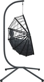 vidaXL Πολυθρόνα Egg Κρεμαστή με Βάση Ανθρακί Συνθ. Ρατάν / Ατσάλι
