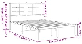 Πλαίσιο Κρεβατιού με Κεφαλάρι Μαύρο 120 x 200 εκ. Μεταλλικό - Μαύρο