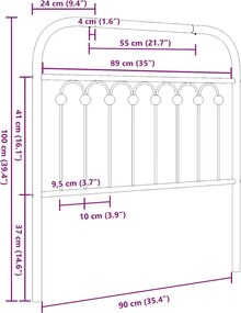 vidaXL Ανταλλακτικό κεφαλάρι Λευκό 90 εκ. Μεταλλικό