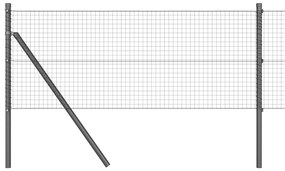 vidaXL Περίφραξη Welded Wire  με 13 Πυλώνες Γκρι 0.8x25 m Ατσάλι
