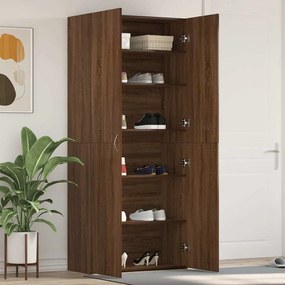 vidaXL Ντουλάπα Παπουτσιών Καφέ 80 x 35.5 x 180 εκ Επεξεργασμένο ξύλο