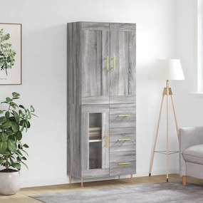 vidaXL Ντουλάπι Γκρι Sonoma 69,5 x 34 x 180 εκ. Επεξεργασμένο Ξύλο