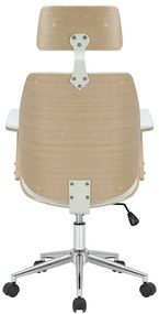 Καρέκλα γραφείου διευθυντή Fern pakoworld PU λευκό-plywood φυσικό (1 τεμάχια)