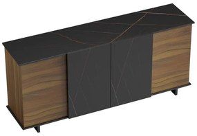 Μπουφές Zafore σε καρυδί απόχρωση με μαύρο μαρμάρου 180x45x80εκ. 180x45x80 εκ.