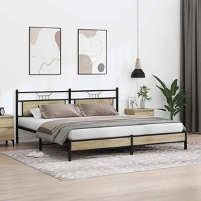vidaXL Σκελετός Κρεβ. Χωρίς Στρώμα Sonoma Δρυς 193x201 εκ. Μεταλλικό