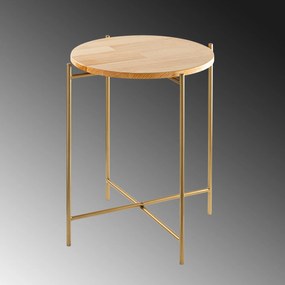 Τραπεζάκι Σαλονιού Χρυσό / Φυσικό SHB 46x46x56