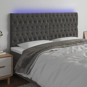 Κεφαλάρι Κρεβατιού LED Σκούρο Γκρι 200x7x118/128 εκ. Βελούδινο 3122827