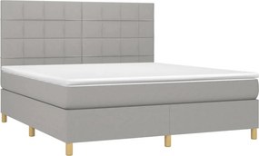 vidaXL Κρεβάτι Boxspring με Στρώμα Ανοιχτό Γκρι 180x200 εκ. Υφασμάτινο