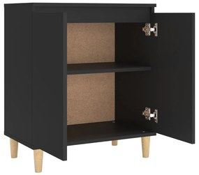 vidaXL Μπουφές Μαύρος 60 x 35 x 70 εκ. από Επεξ. Ξύλο με Ξύλινα Πόδια