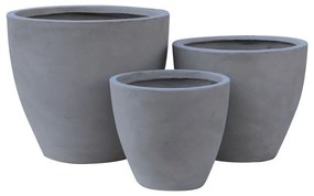FLOWER POT-3  Set 3 τεμαχίων Cement Grey  Φ35x32 - Φ44x37 - Φ53x47cm [-Γκρι-] [-Artificial Cement (Recyclable)-] Ε6302,S