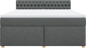 vidaXL Κρεβάτι Boxspring με Στρώμα Σκούρο Γκρι 180x200 εκ Υφασμάτιν