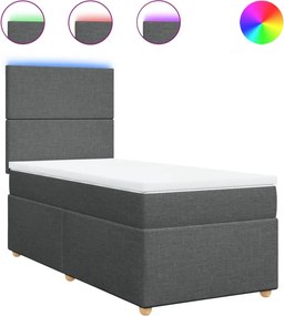vidaXL Κρεβάτι Boxspring με Στρώμα Σκούρο Γκρι 100x200 εκ. Υφασμάτινο
