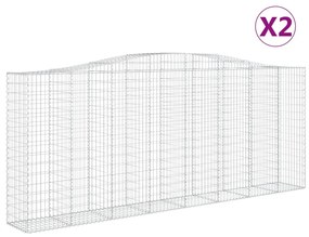 vidaXL Συρματοκιβώτια Τοξωτά 2 τεμ. 400x50x160/180 εκ. Γαλβαν. Ατσάλι