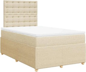 vidaXL Κρεβάτι Boxspring με Στρώμα Κρεμ 120x200 εκ. Υφασμάτινο
