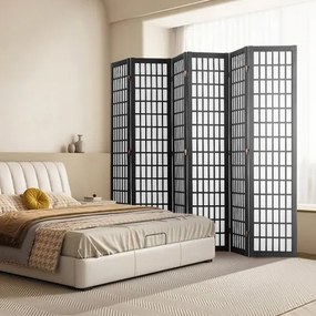 VEVOR Room Divider Japanese Wall Divider 4 Pane for Room Separation (Black)