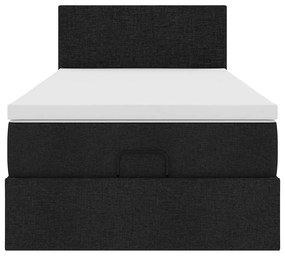 vidaXL Οθωμανικό κρεβάτι με στρώμα Μαύρο 100x200cm Ύφασμα