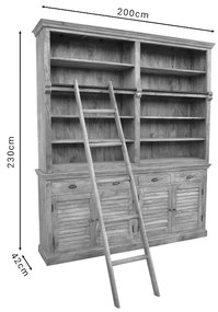 Βιβλιοθήκη Bookie Inart αντικέ λευκό μασίφ mango ξύλο 200x42x230εκ