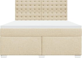 vidaXL Κρεβάτι Boxspring με Στρώμα Κρεμ 180x200 εκ. Υφασμάτινο