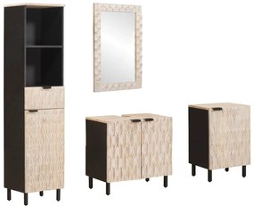 vidaXL Σετ Μπάνιου Λευκό Φινίρισμα Καθαρισμού Στερεό ξύλο μάνγκο