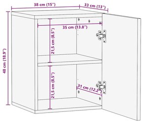 Ντουλάπι Μπάνιου Επιτοίχιο 38x33x48 εκ. από Μασίφ Ξύλο Μάνγκο - Μαύρο