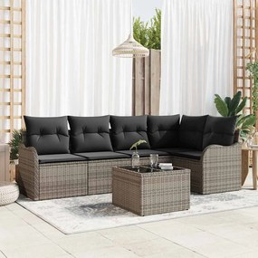 vidaXL Σετ Καναπέ Κήπου με μαξιλάρι 6 pcs Γκρι Πολυ ράταν