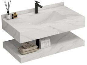 Bathroom Βench with sink MERILYN 80 White Marble 80x50x50 cm 80x50x50 εκ.